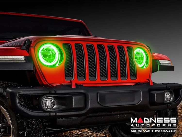 Jeep Wrangler JK Surface Mount Headlight Halo Kit - Green LED